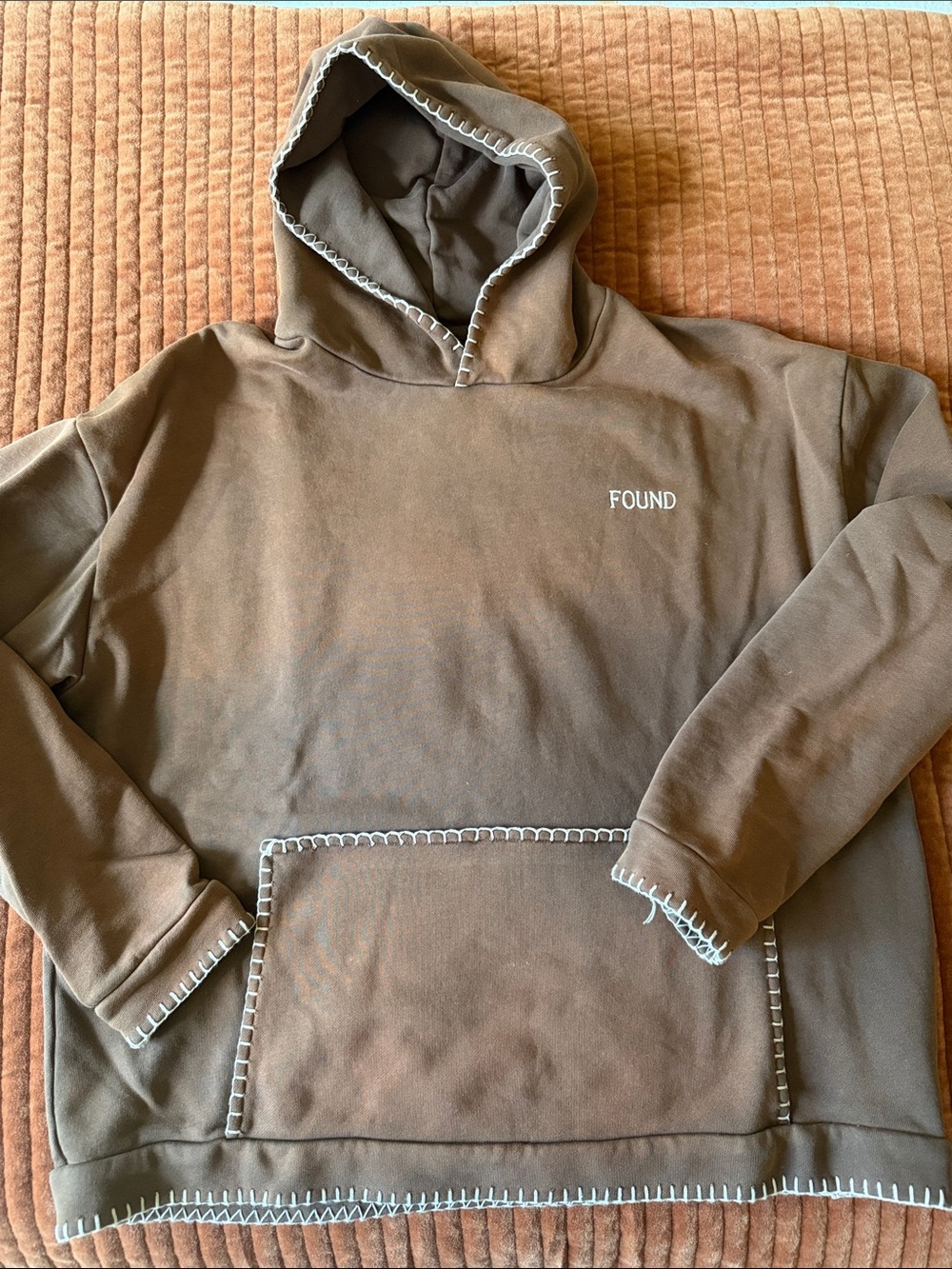 FOUND Stitched Border Distressed Logo Hoodie